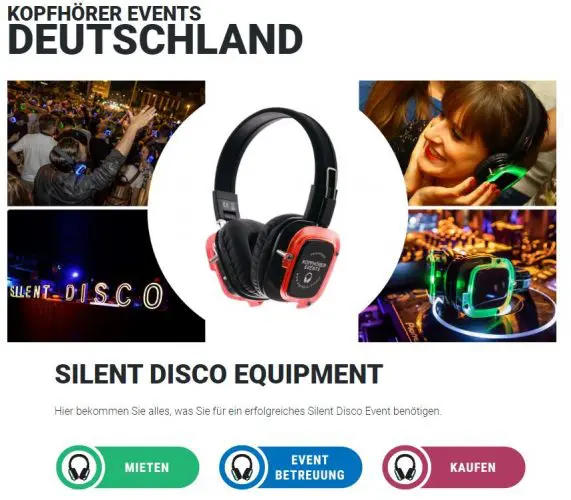 Silent Disco Mieten- und Kaufen Anfrageformular von Kopfhörer Events Deutschland