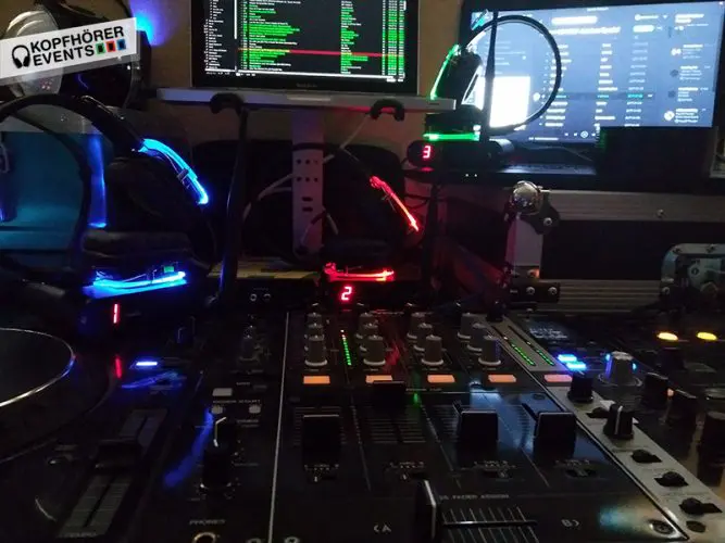 Silent Disco DJ Setup mit 3 Kanälen