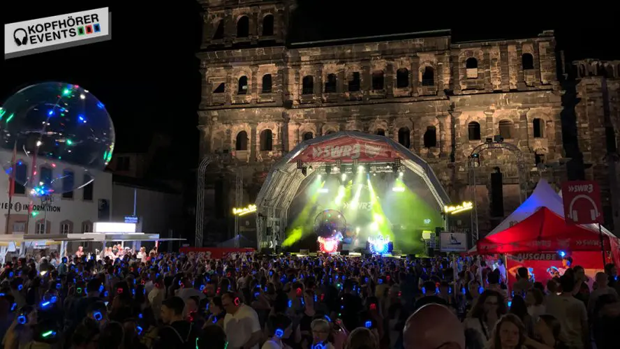 Silent Disco Kopfhörer von Kopfhörer Events Deutschland bei einem Stadtfest