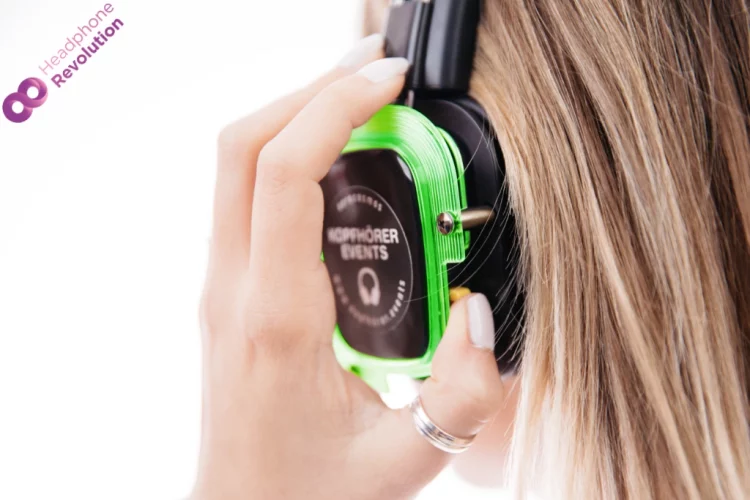 Das Neon Lights Superior Kopfhörer Modell von Headphone Revolution für Silent Fitness, Silent Disco und Silent Education.