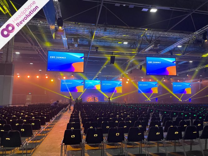 Silent Hybrid Kopfhörer "HR Z-PRO 50X" von Headphone Revolution im Einsatz als Silent Conference Kopfhörer auf einer AWS Summit Veranstaltung von amazon