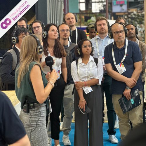 Silent Hybrid Kopfhörer "HR Z-PRO 50X" von Headphone Revolution im Einsatz als Tour Guide System auf einem Google Summit Event 2025